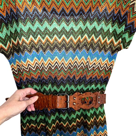 AGB 6 Green Under Slip Belted Women's Short Sleeves Sun Dress Miss Size Small S - Picture 1 of 6